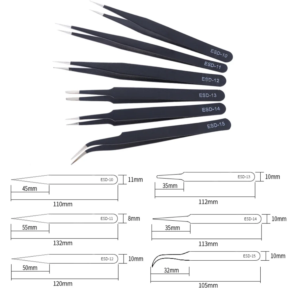 Pinset presisi, 6 buah Set ESD - Electronics Repair Tools ulasan dan harga